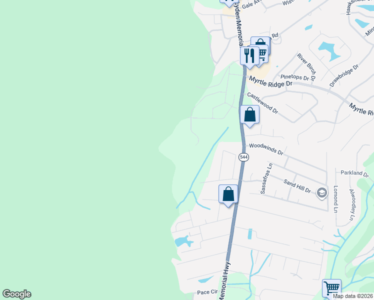 map of restaurants, bars, coffee shops, grocery stores, and more near 1900 South Carolina 544 in Conway