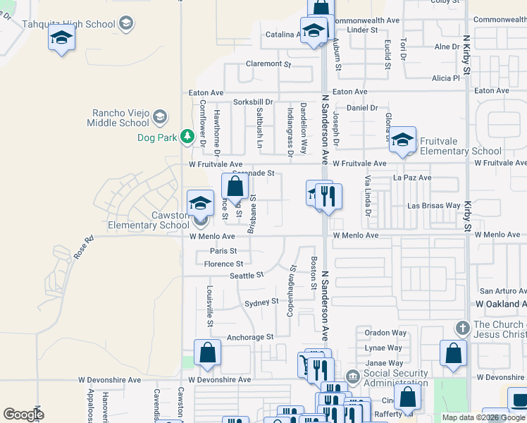 map of restaurants, bars, coffee shops, grocery stores, and more near 765 Conlon Drive in Hemet