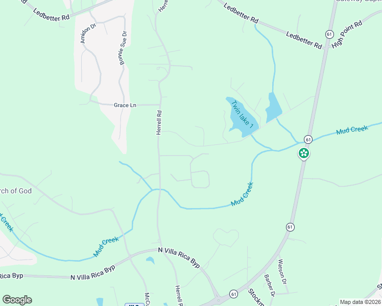 map of restaurants, bars, coffee shops, grocery stores, and more near 142 Red Branch Drive in Villa Rica