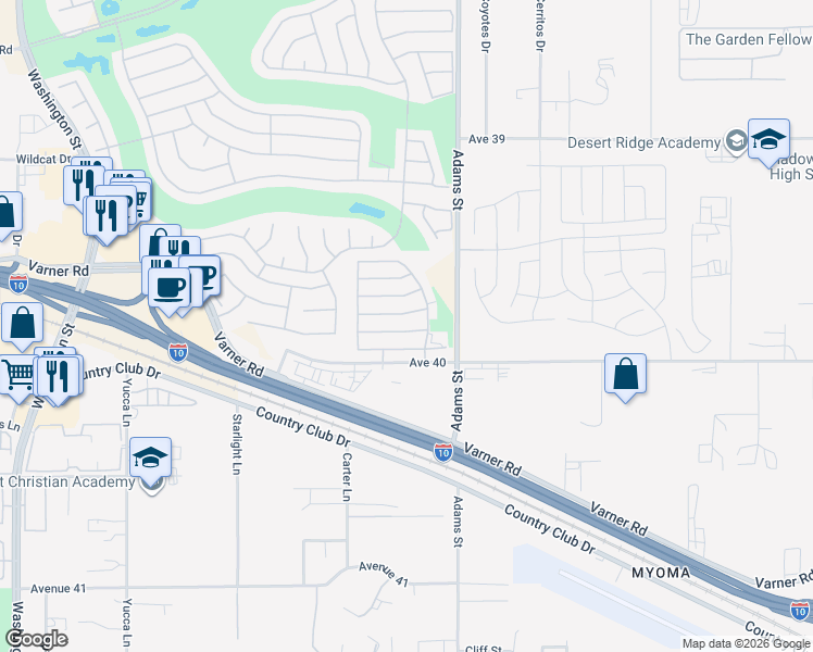 map of restaurants, bars, coffee shops, grocery stores, and more near 78880 Amare Way in Palm Desert