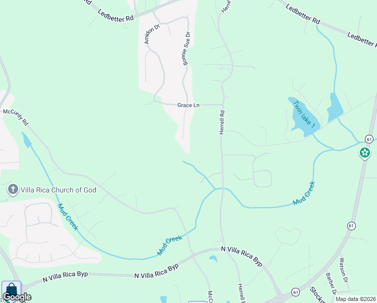 map of restaurants, bars, coffee shops, grocery stores, and more near 400 Herrell Road in Villa Rica