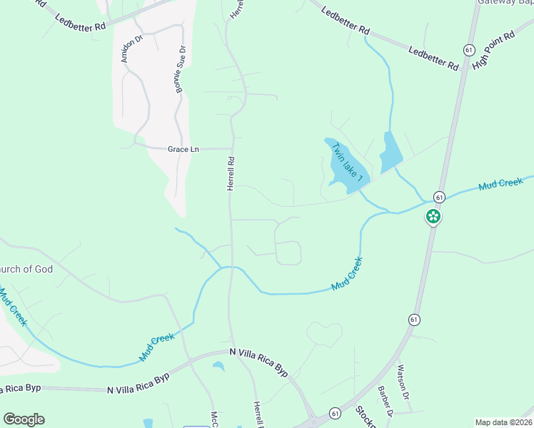map of restaurants, bars, coffee shops, grocery stores, and more near 134 Red Branch Drive in Villa Rica