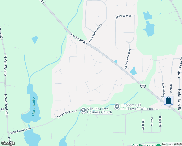 map of restaurants, bars, coffee shops, grocery stores, and more near 24 Jessica Lane in Villa Rica