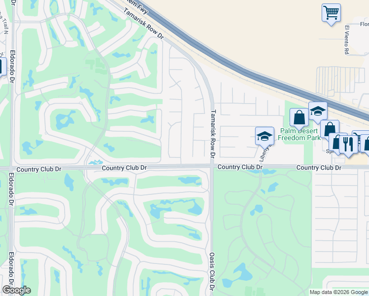 map of restaurants, bars, coffee shops, grocery stores, and more near 39850 Regency Way in Palm Desert