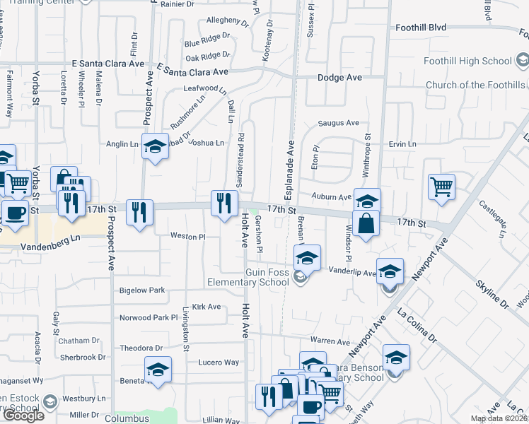 map of restaurants, bars, coffee shops, grocery stores, and more near 14012 Gershon Place in Santa Ana