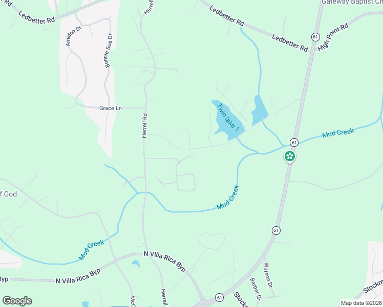 map of restaurants, bars, coffee shops, grocery stores, and more near 213 White Flower Circle in Villa Rica