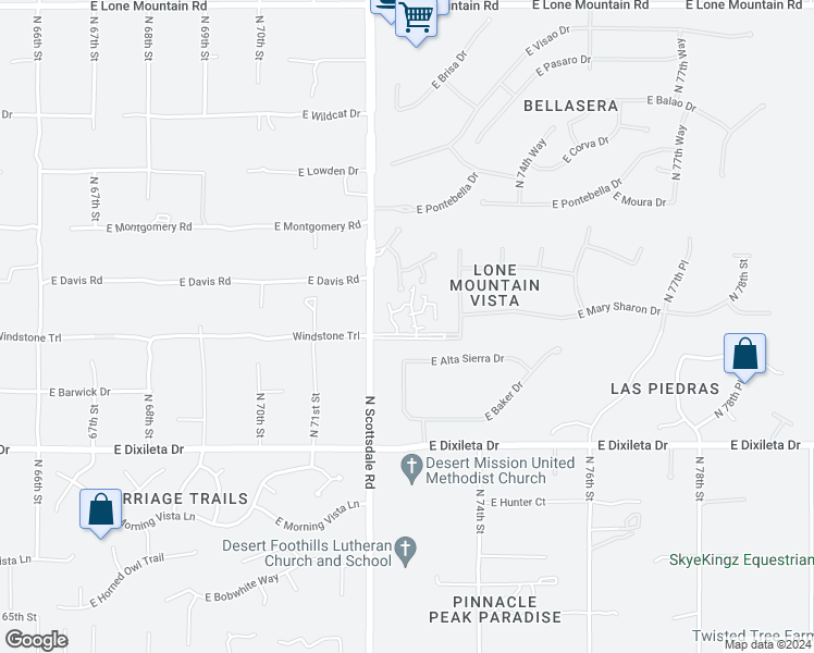 map of restaurants, bars, coffee shops, grocery stores, and more near 7250 East Alta Sierra Drive in Scottsdale
