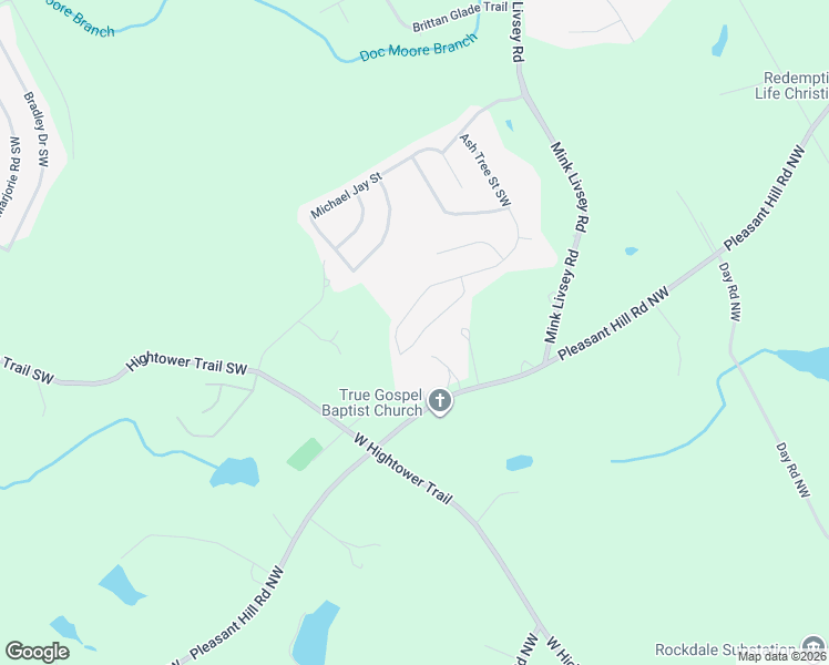 map of restaurants, bars, coffee shops, grocery stores, and more near 4558 Ash Tree Street Southwest in Snellville