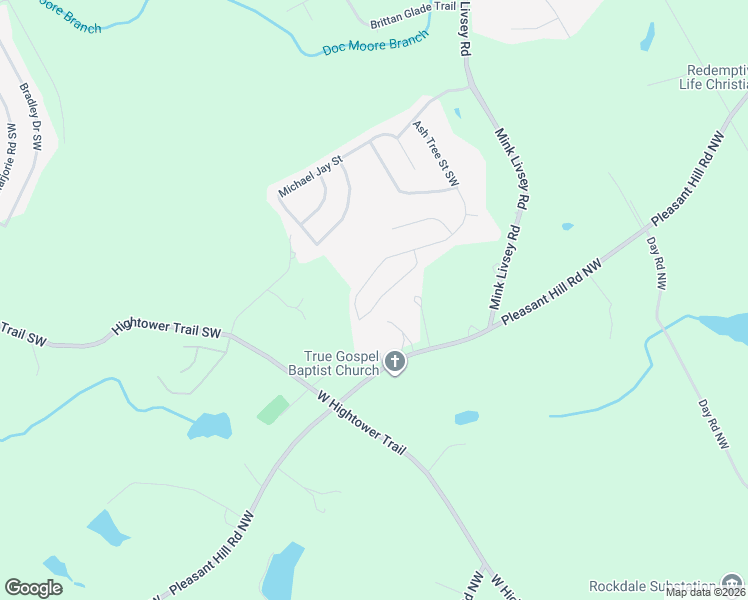 map of restaurants, bars, coffee shops, grocery stores, and more near 4558 Ash Tree Street Southwest in Snellville