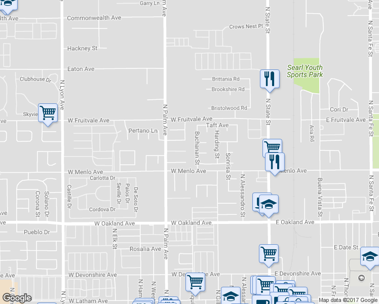 map of restaurants, bars, coffee shops, grocery stores, and more near 719 Wahl Street in Hemet