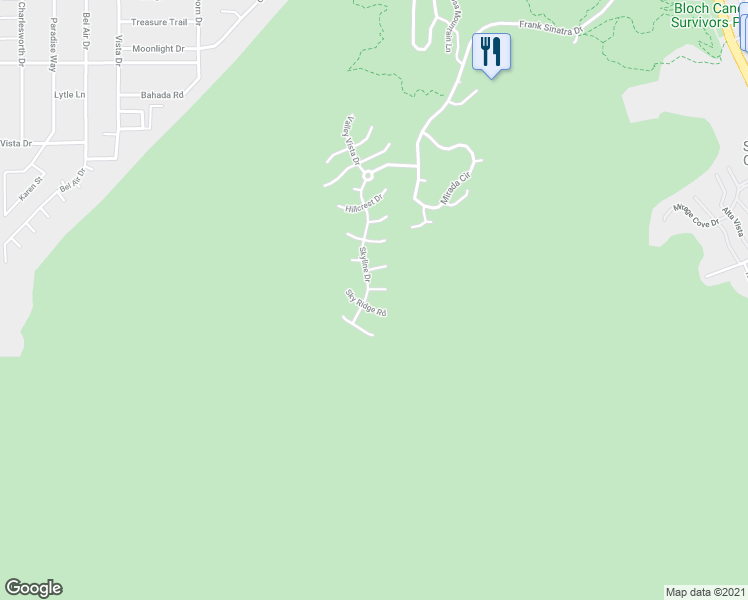 map of restaurants, bars, coffee shops, grocery stores, and more near 47 Sky Ridge Road in Rancho Mirage