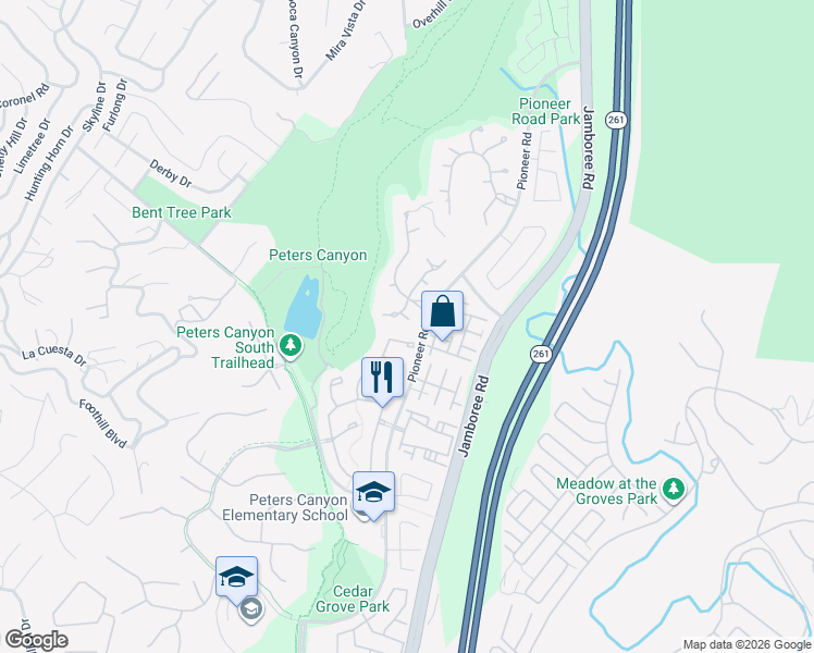 map of restaurants, bars, coffee shops, grocery stores, and more near 2508 Platt Place in Tustin