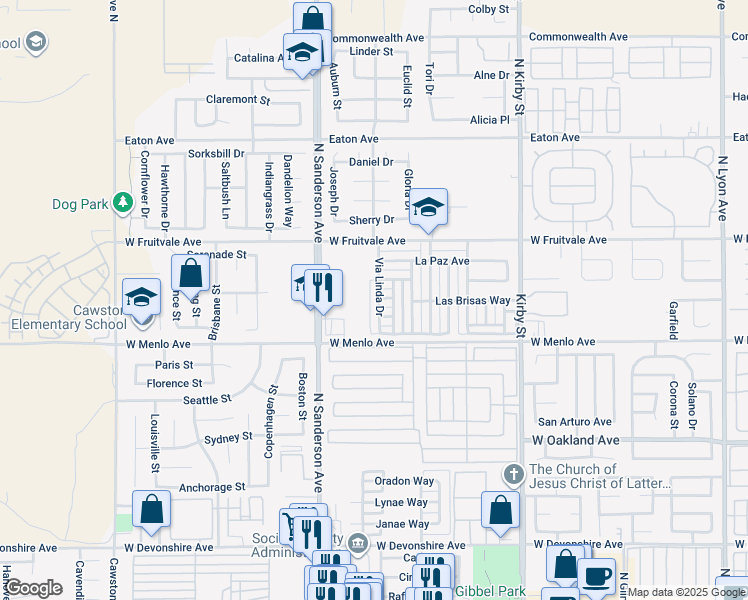 map of restaurants, bars, coffee shops, grocery stores, and more near 759 Via Linda Drive in Hemet