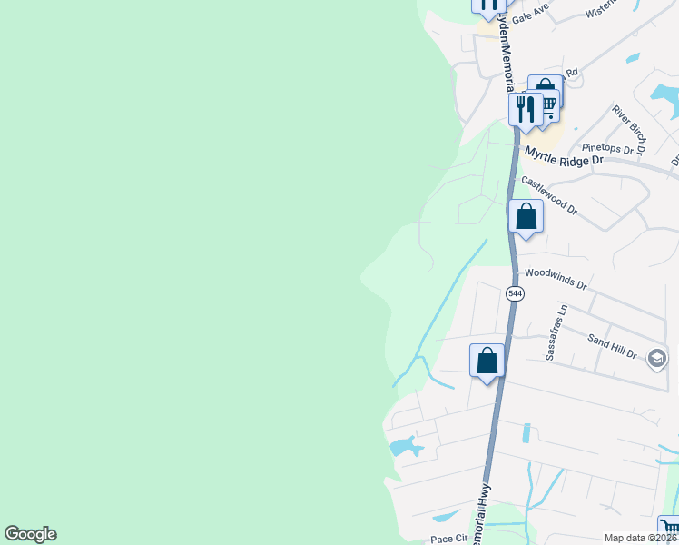 map of restaurants, bars, coffee shops, grocery stores, and more near 797 Woodfield Drive in Conway