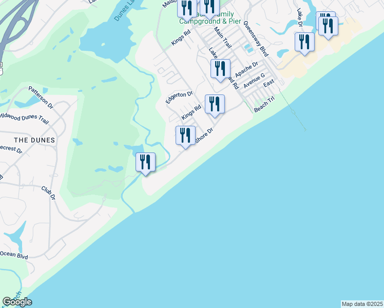 map of restaurants, bars, coffee shops, grocery stores, and more near 9560 Shore Drive in Myrtle Beach