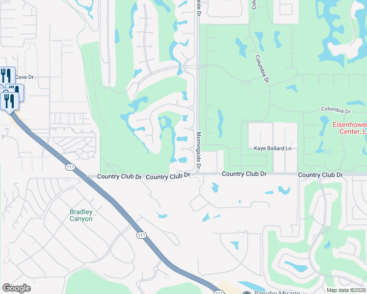 map of restaurants, bars, coffee shops, grocery stores, and more near 2 Deerfield Court in Rancho Mirage