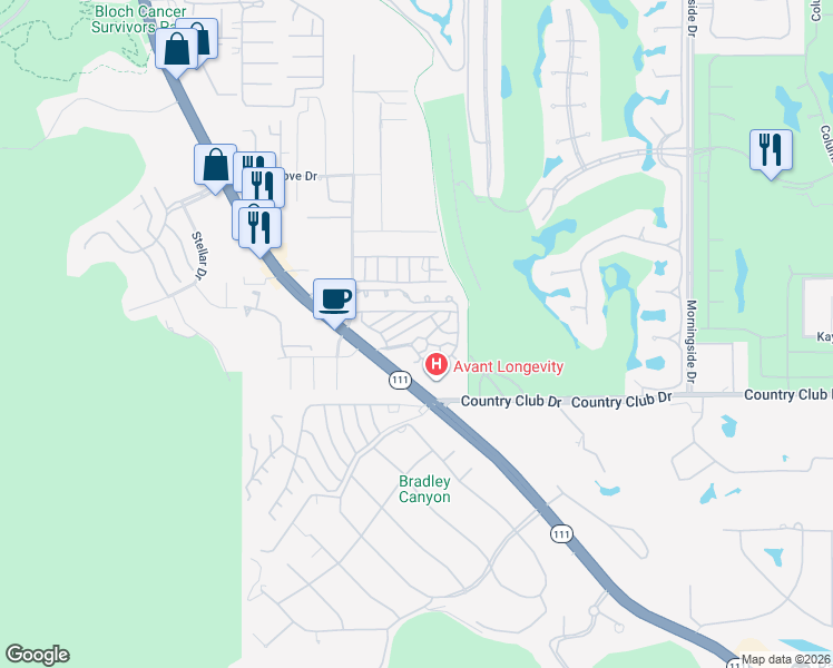 map of restaurants, bars, coffee shops, grocery stores, and more near 70260 California 111 in Rancho Mirage