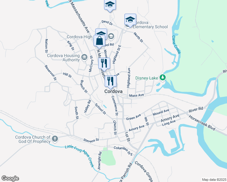 map of restaurants, bars, coffee shops, grocery stores, and more near in Cordova
