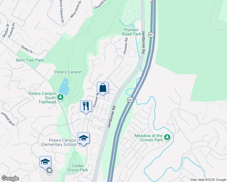 map of restaurants, bars, coffee shops, grocery stores, and more near 2664 Brand Drive in Tustin