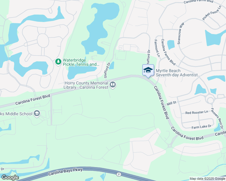 map of restaurants, bars, coffee shops, grocery stores, and more near 2250 Carolina Forest Boulevard in Myrtle Beach