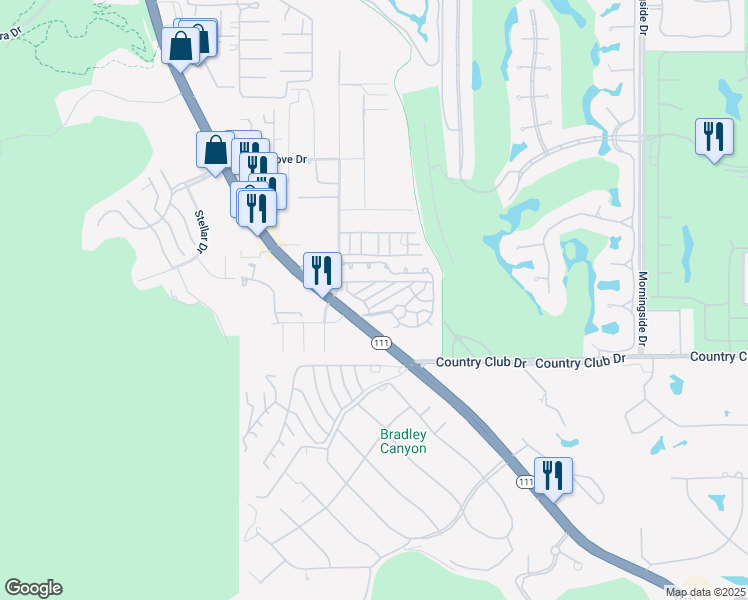 map of restaurants, bars, coffee shops, grocery stores, and more near 70260 California 111 in Rancho Mirage