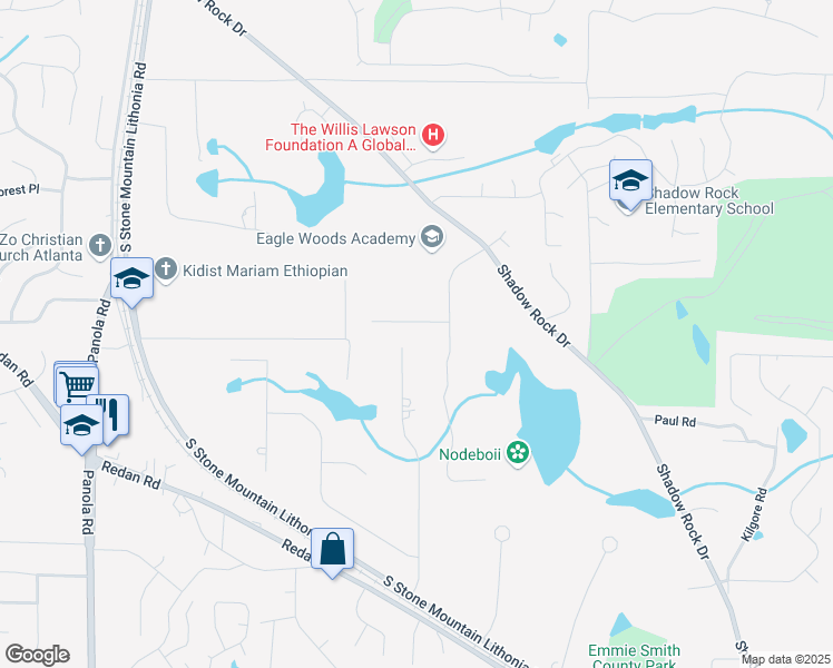 map of restaurants, bars, coffee shops, grocery stores, and more near 5774 Lanny Lane in Lithonia