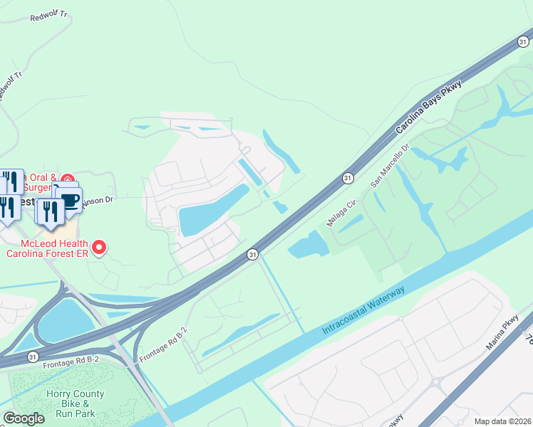 map of restaurants, bars, coffee shops, grocery stores, and more near 807 Coggin Court in Myrtle Beach