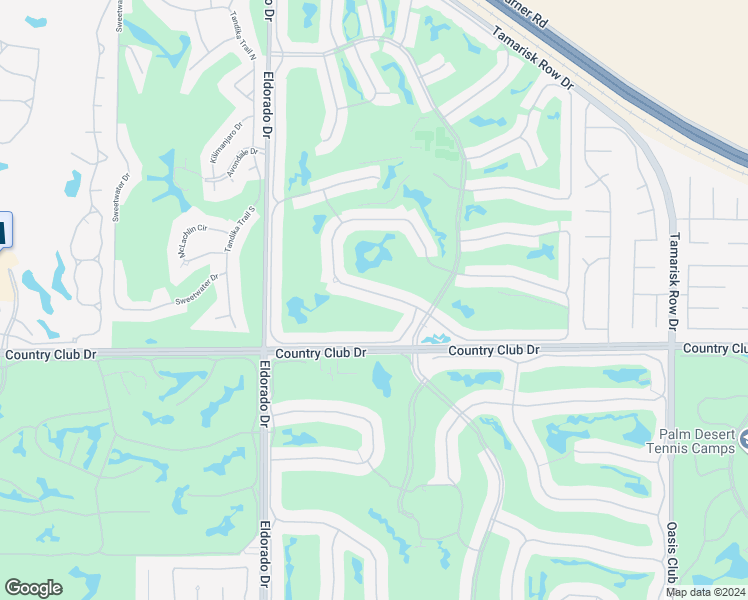 map of restaurants, bars, coffee shops, grocery stores, and more near 76305 Poppy Lane in Palm Desert