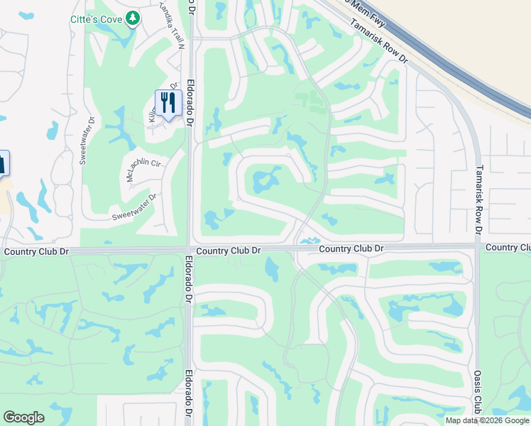 map of restaurants, bars, coffee shops, grocery stores, and more near 76260 Poppy Lane in Palm Desert