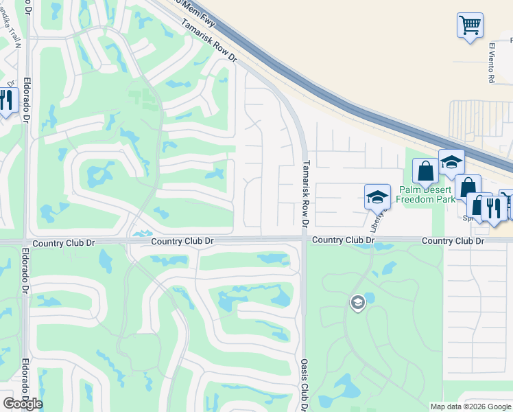 map of restaurants, bars, coffee shops, grocery stores, and more near 39740 Saint Michael Place in Palm Desert