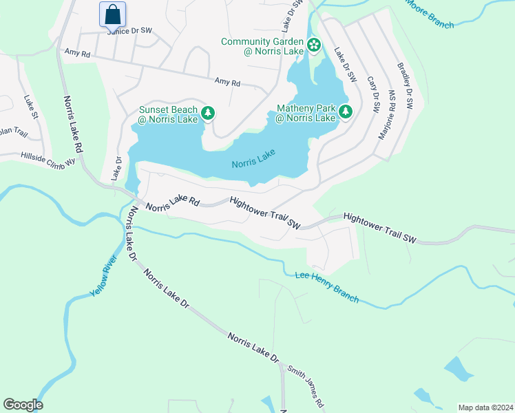 map of restaurants, bars, coffee shops, grocery stores, and more near 8520 Hightower Trail Southwest in Snellville