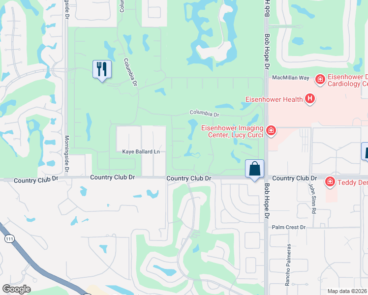 map of restaurants, bars, coffee shops, grocery stores, and more near 5 Barnard Court in Rancho Mirage