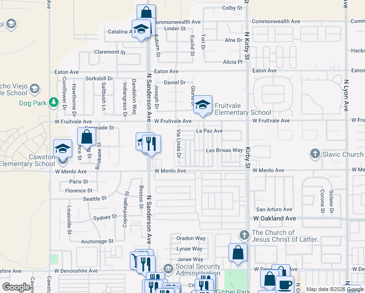 map of restaurants, bars, coffee shops, grocery stores, and more near 3050 Del Flora Drive in Hemet