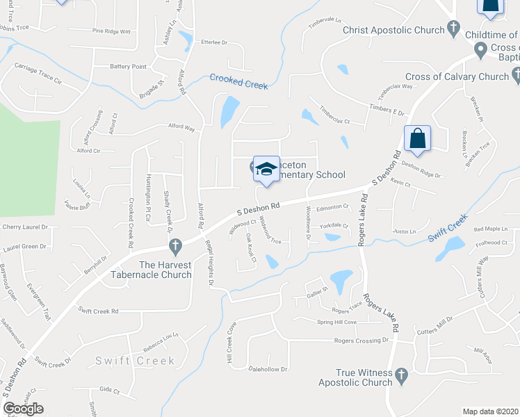 map of restaurants, bars, coffee shops, grocery stores, and more near Wildwood Trce in DeKalb County