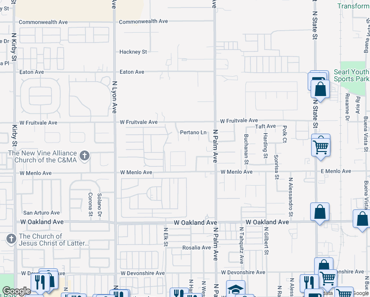 map of restaurants, bars, coffee shops, grocery stores, and more near 1126 Navarre Drive in Hemet