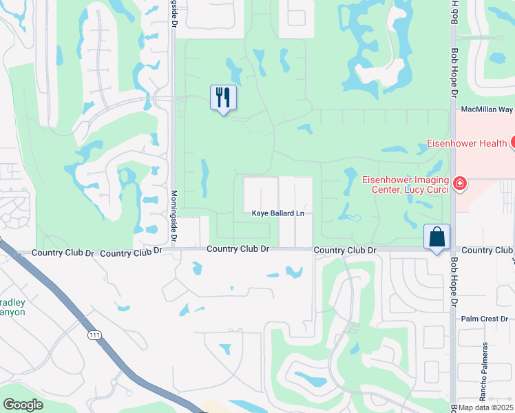map of restaurants, bars, coffee shops, grocery stores, and more near 39660 Kensington Drive in Rancho Mirage