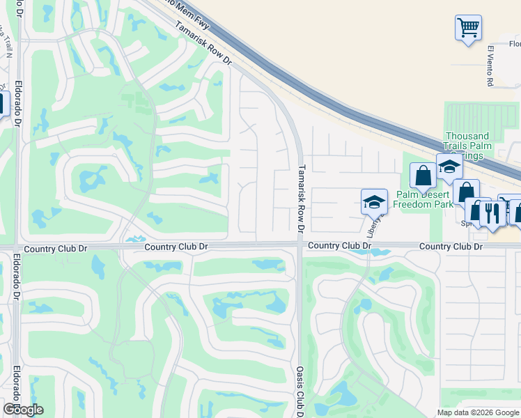 map of restaurants, bars, coffee shops, grocery stores, and more near 39790 Regency Way in Palm Desert