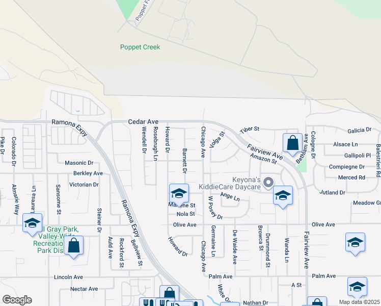 map of restaurants, bars, coffee shops, grocery stores, and more near 43435 Bos Circle in Hemet