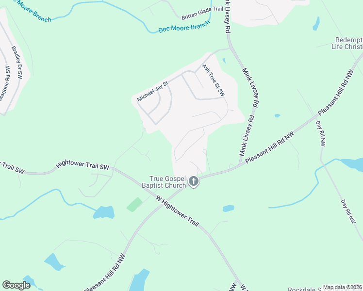 map of restaurants, bars, coffee shops, grocery stores, and more near 4408 Ash Tree Street Southwest in Snellville