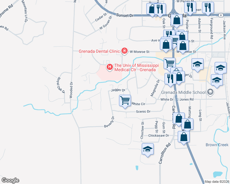map of restaurants, bars, coffee shops, grocery stores, and more near 71 Jagger Drive in Grenada