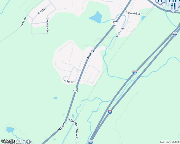 map of restaurants, bars, coffee shops, grocery stores, and more near 550 Trellis Circle in Springville