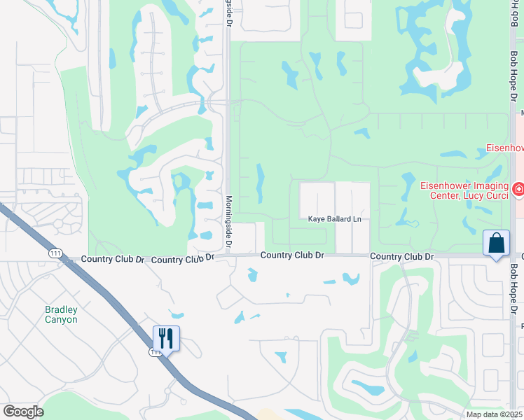 map of restaurants, bars, coffee shops, grocery stores, and more near 119 Yale Drive in Rancho Mirage