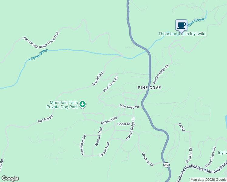 map of restaurants, bars, coffee shops, grocery stores, and more near 52650 Pine Cove Road in Idyllwild-Pine Cove