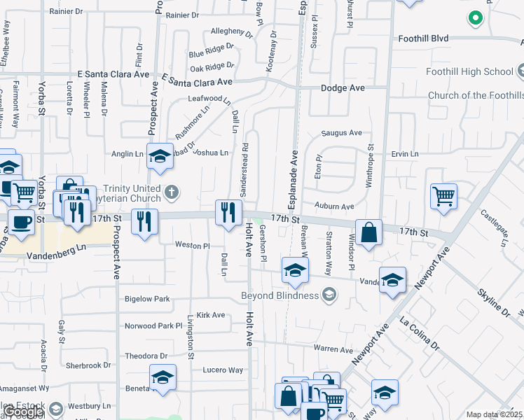 map of restaurants, bars, coffee shops, grocery stores, and more near 13931 Gershon Place in Santa Ana