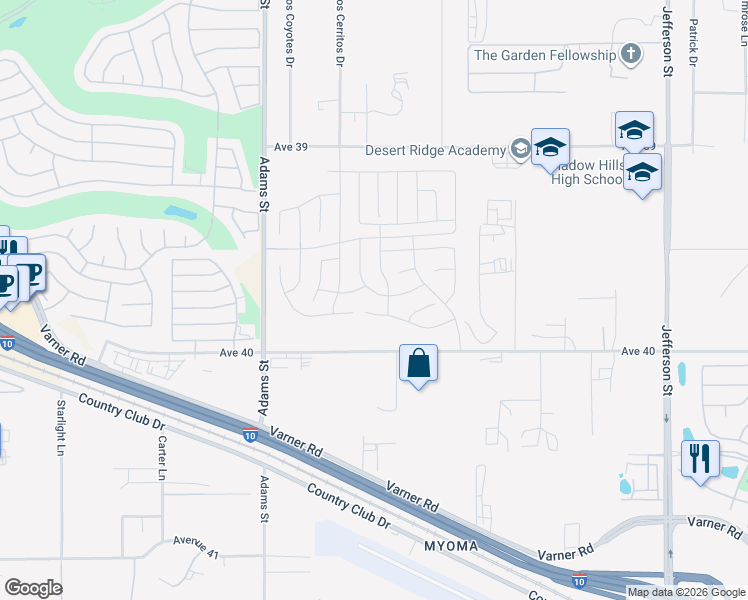 map of restaurants, bars, coffee shops, grocery stores, and more near 79275 Taffala Drive in Indio