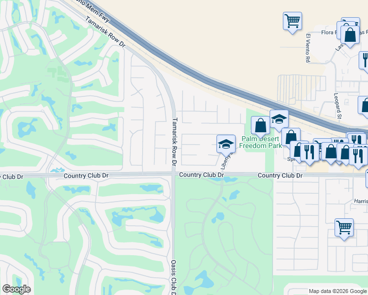 map of restaurants, bars, coffee shops, grocery stores, and more near 103 Batista Court in Palm Desert