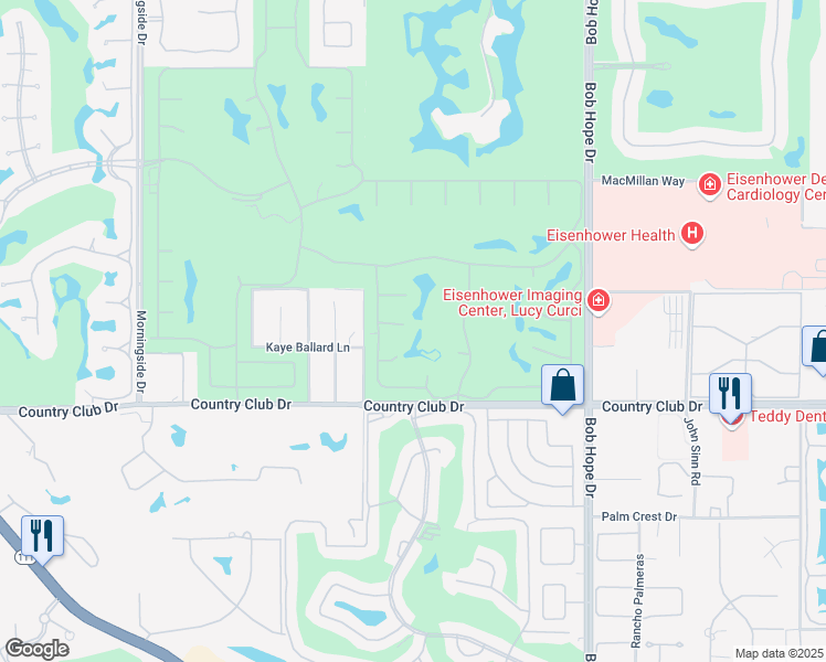 map of restaurants, bars, coffee shops, grocery stores, and more near 6 Barnard Court in Rancho Mirage