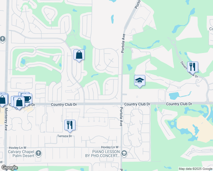 map of restaurants, bars, coffee shops, grocery stores, and more near 39670 White Canyon Drive in Palm Desert