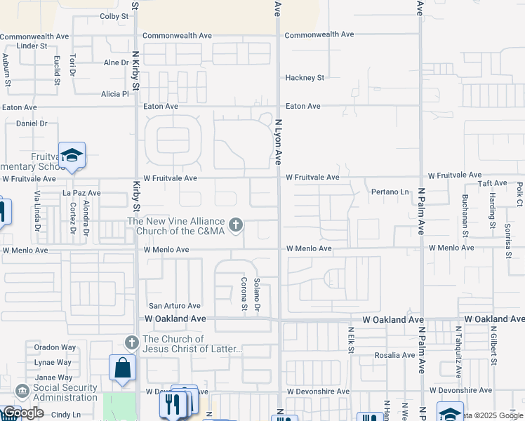map of restaurants, bars, coffee shops, grocery stores, and more near 1755 Matthew Lane in Hemet