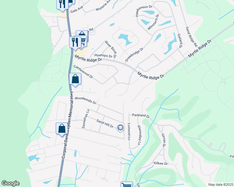map of restaurants, bars, coffee shops, grocery stores, and more near 1040 Chateau Drive in Conway